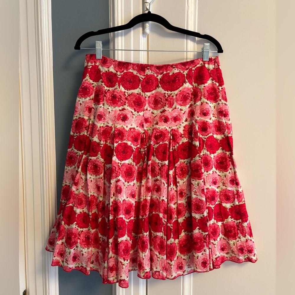 Ann Taylor Pink & Red Floral Circle Skirt